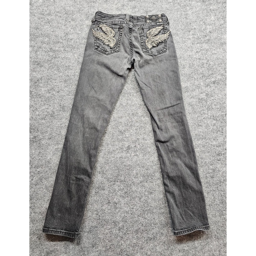 Miss Me Skinny Jeans Womens Sz 30 Low Rise Black Embellished Pockets Denim